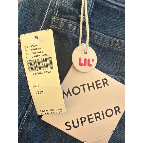 MOTHER “Lil Hi Waisted Weekender Skimp” Jeans-Perfectly Imperfect Size 24 New - Picture 14 of 16